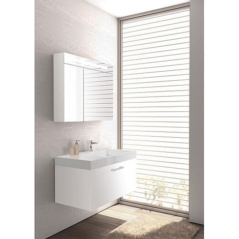 Ensemble de meubles de salle de bains ELISA série MAA blanc mat avec armoire à glace (1/5)