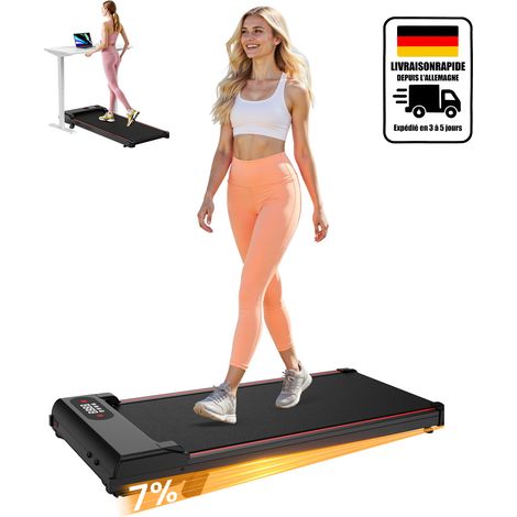 Tapis de course portable de 2,5 HP pour bureau et maison, ultra silencieux et sans installation avec 0,6 à 6,2 MPH, télécommande, écran LED, capacité de 136 kg(rose) (1/5)