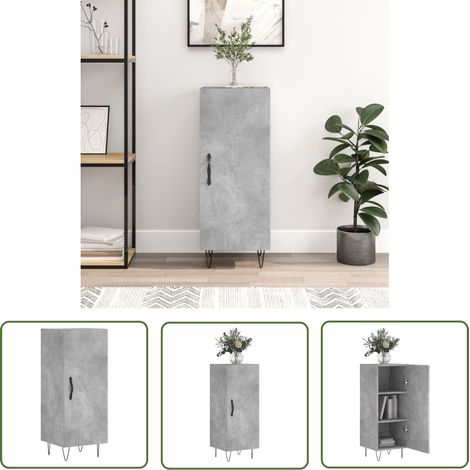 The Living Store Buffet Gris béton 34,5x34x90 cm Bois d'ingénierie - Buffet - Meuble De Rangement - Armoire - Commode - Mobilier Gris (1/5)