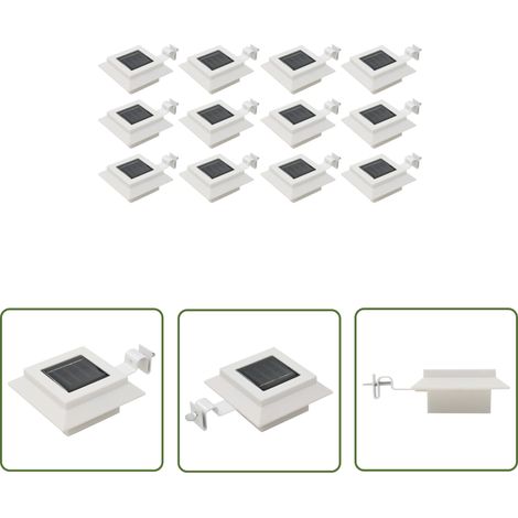Lot de 12 Lampes solaires à LED carrées d'extérieur pour l'extérieur  Lampe de Jardin 12 cm Blanc 49158 (1/5)