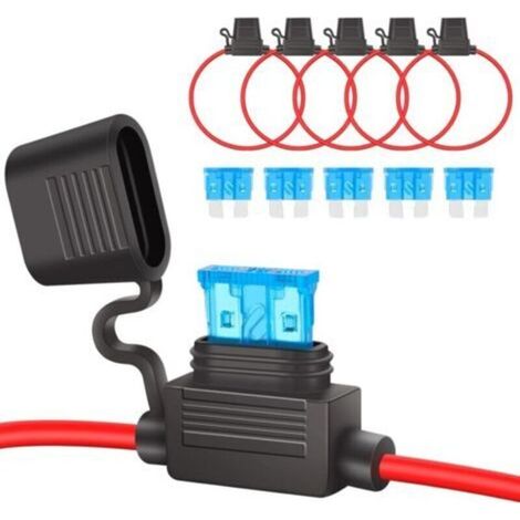 Lot De 5 Porte-Fusibles En Ligne 12 V, Porte-Fusible Étanche 16 Awg, Fil De Cuivre Avec Fusible 15 A Pour Voiture/Camion/Moto/Bateau
