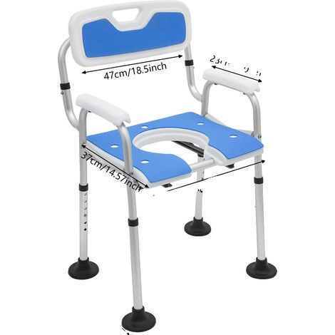 Sedia da doccia, altezza regolabile, design resistente e robusto, blu (1/2)