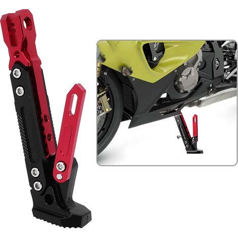 Verstellbarer Motorradständer mit Seitenständer aus Aluminium, horizontale Rahmenstütze B0503, rot getönt, robust und verstellbar für Zweiräder. (1/5)
