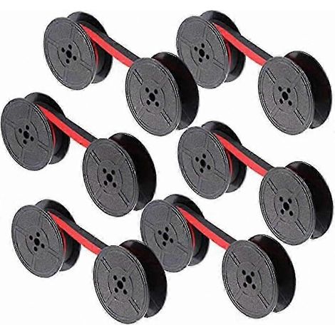 Bobines de ruban universelles pour machine à écrire, lot de 6, de rechange, rouge et noir classiques. (1/5)