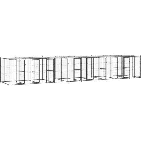 Outdoor-Hundezwinger Stahl mit Überdachung 24,2 m²