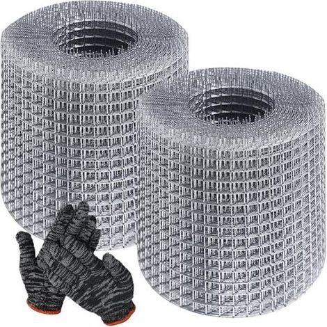 2 rouleaux de grillage métallique en acier inoxydable : WANDGU 10 cm x 8 m Grillage métallique avec gants, grillage métallique à mailles fines pour combler les espaces, protection contre les rongeurs, (1/5)