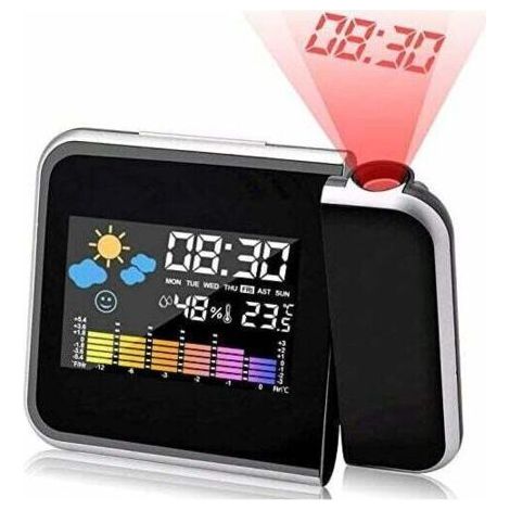 Projection Alarm Clock, LED Projection Alarm Clock Digital Projection Alarm Clock USB Charging/LCD Backlight/180° Projection/Temperature Display/Hygrometer/Date and Time Display (1/5)