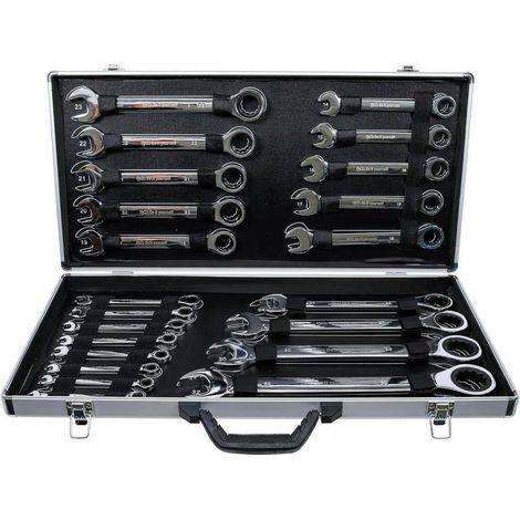Jeu de Clés Mixtes à Cliquet 6-32 mm - 22 pcs - Acier Résistant et Pratique - D-Work (1/5)
