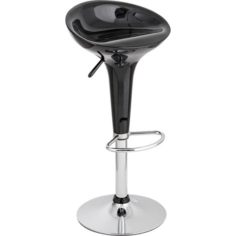 Baroni Home Sgabello Bar Girevole con Altezza Regolabile, Seduta in Plastica Base Cromata con Poggiapiedi e Fondo Antigraffio, Sgabello Cucina, Ristorante, Penisola, 40x45x59-79 cm, Nero, 1 Pezzo (1/5)