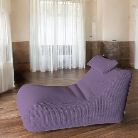 Dmora - Pouf hck, Mehrzwecksessel, Sitzsack, Hockerhocker, Made in Italy, 70x120 h65 cm, Lila (1/4)