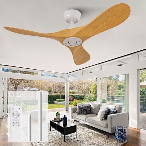 Ventilador de techo de 106 cm, sin luz, con mando a distancia, motor DC reversible, 6 velocidades, luz natural. (1/5)