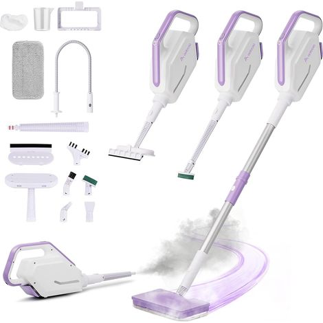 Nettoyeur vapeur 1300 W - Chauffage rapide - Nettoyage avec vapeur à haute température (jusqu'à 132 °C) - Balai vapeur multifonction - Kit complet avec accessoires - Idéal pour sol, tapis (1/5)