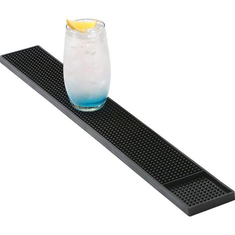 Tapis de Bar en Caoutchouc PVC,Tapis Égouttoir Antidérapant Tapis de Service de Bar Imperméable pour Boisson Cocktail Bière Café Hôtels Maison Pub, Noir, 60 8cm (1/5)