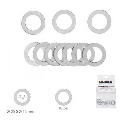Adaptateurs/Réducteurs Disque à tronçonner le bois Ø 20 à Ø 13 mm. (Sac 10 pièces)