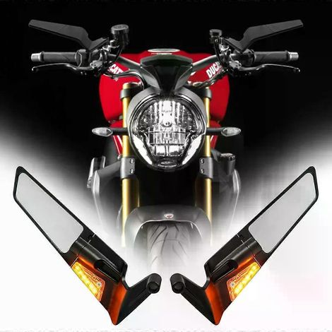 Rétroviseur latéral avec clignotant pour moto Ducati Monster 1200, 1200S, 1200R, 1100, 1000, 950, 937, 900 (modèles Winglets) - JXLGV (1/4)