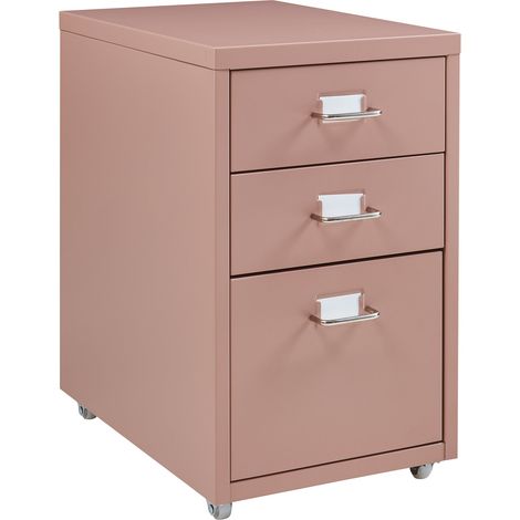 Mobiletto per ufficio mobile contenitore su ruote acciaio 48 x 28 x 41 cm marrone chiaro 030009120