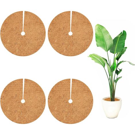 Disque de Fibre de Coco pour Plante, Toile de Paillage Jardin Tapis de Coco Plantes Protège Les Racines des Plantes Disques Paillage Hivernage Protection pour Plantes en Pot (30cm 4pcs)