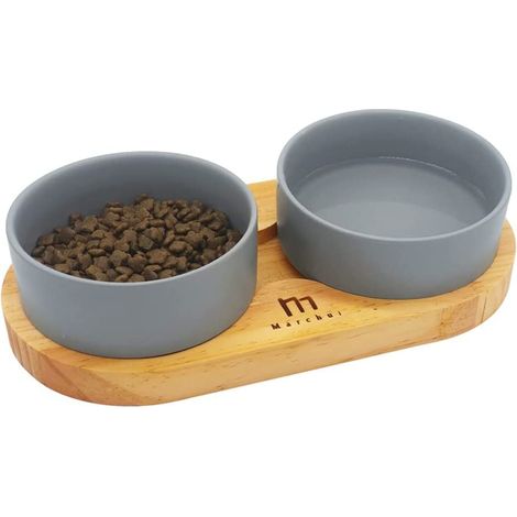 Gamelle pour chat avec support en bois, gamelle pour chat en céramique, gamelle pour chat