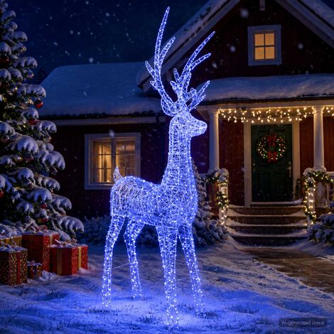 vidaXL Reno de Navidad LED 1000 LED Azul 122 x 56 x 270 cm (1/5)