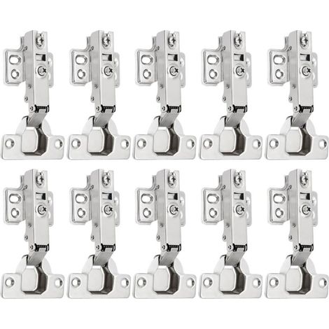 10 pièces Charnieres Porte Placard 110 Degré Complètement Recouvrante Charniere Porte Cuisine avec Amortisseur Intégré Mécanisme (1/4)