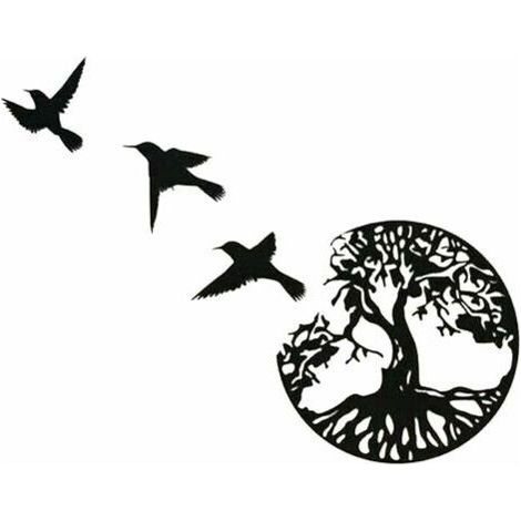 [NIEMALS VERWENDET] Metallwandkunst, Heimdekoration, Baum des Lebens, drei Vögel, Innenwanddekoration, Wandbild, Kunsthandwerk