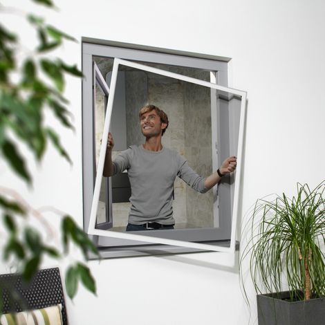 Primaster Fliegenschutz-Fenster slim 120 x 150 weiß Insektenschutzfenster (1/3)