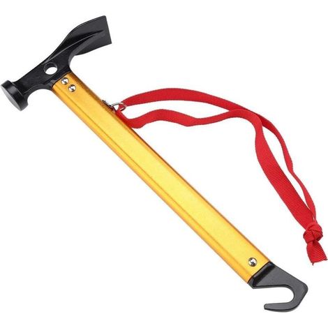 Hammer für Zeltpfahlzieher, multifunktionales Werkzeug, Zeltzubehör für Camping, Wandern (Farbe: Gold)  - Crezuo