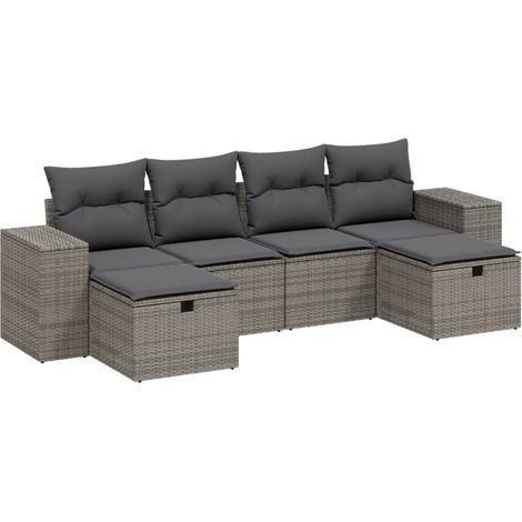 vidaXL Set Divano da Giardino 6 pz con Cuscini Grigio in (1/4)