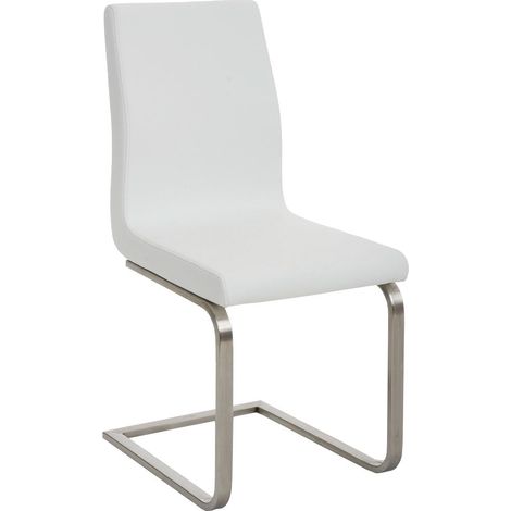 Sedia da pranzo x1 design moderno in PVC bianco con supporto in acciaio inox 100001988
