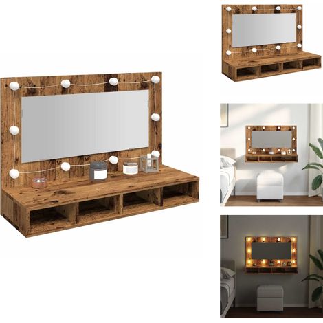 Armoire à miroir avec LED vieux bois 90x31,5x62 cm - Armoire À Miroir - Armoires À Miroir - Armoire À Miroir À LED - Miroirs De Courtoisie (1/5)