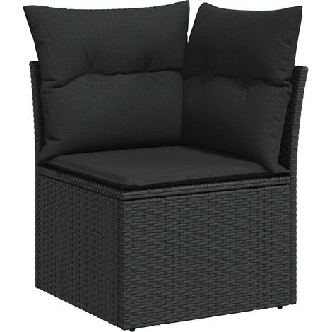 Set de muebles de jardín 5 pzas y cojines ratán sintético negro vidaXL (1/5)