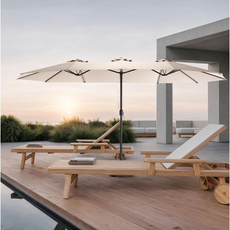 Sombrilla patio doble rectangular con manivela caqui HAVRYA (1/4)