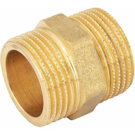 Mamelon double I laiton I connecteur I mamelon femelle I hexagone I raccord I BSP I 2x filetage mâle I MM I 1 1/2.--Lefou (1/4)