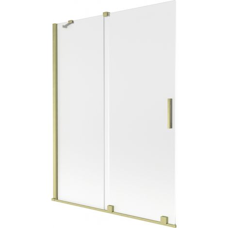 Mexen Velar Duschabtrennung 2-flügelig verschiebbar 130 x 150 cm, matt, gold gebürstet - 896-130-000-31-55