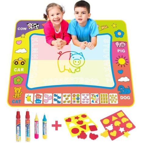 Tapis Doodle - 80 x 60 cm - Polyester Non Toxique - Pour Enfants - 3 Stylos À Eau Inclus (1/4)