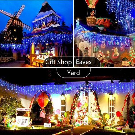 Guirnalda de luces LED de 100 m y 800 luces para carnaval, bodas, exteriores, interiores y jardines (azul) (1/4)