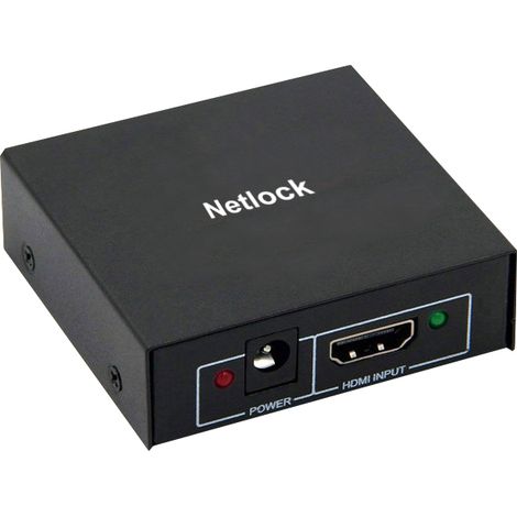 Splitter HDMI 4K/30Hz de 2 puertos mini metalico con alimentador incluido