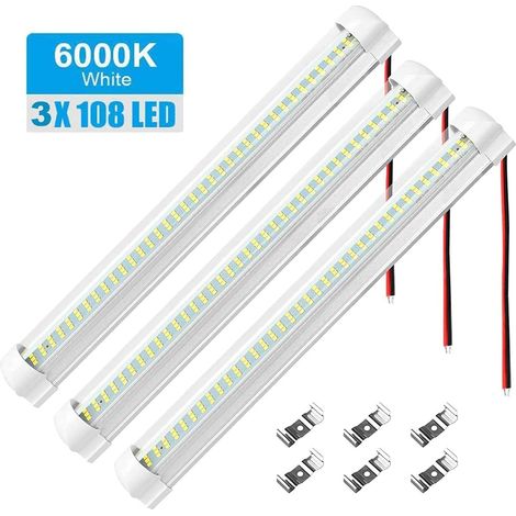 Auto LED Strip 108 SMD LED Car Interior 2200LM DC 12V 8W Bright LED Strip for Motorhome Bus Caravan Boat 330mm with On/Off Switch (1/5)