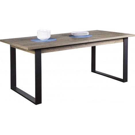 Table extensible 180 à 240 cm décor bois pieds métal noir - BROOKLYN (1/5)