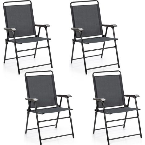 Set di 4 sedie da giardino pieghevoli 59 x 63 x 92 cm comode e leggere stile moderno metallo grigio 200020883