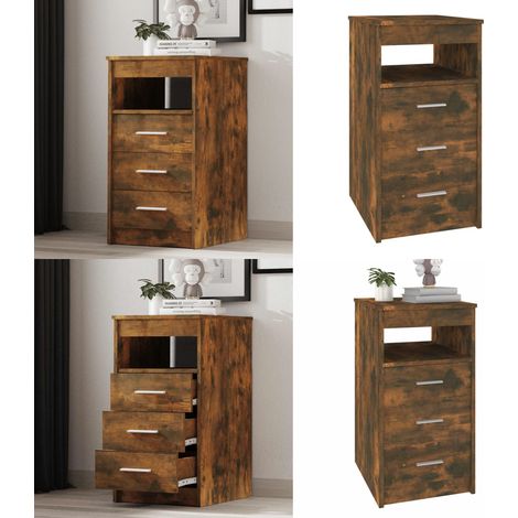 Cassettiera Rovere Fumo 40x50x76 cm in Legno Multistrato - Cassettiera rovere fumo - Cassettiera multifunzionale