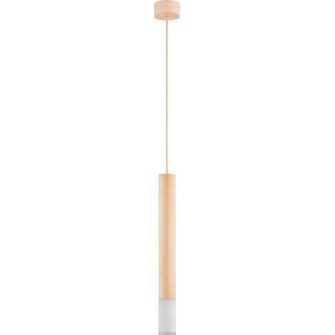 Alfa ADORI Tubular Wooden Pendant Light, Light Oak & White, 1xE14 Max 10W, 110cm Hanging Ceiling Lamp for Kitchen/Dining Room, Modern Minimalist, IP20 Indoor