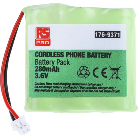 Bloc batterie rechargeable RS PRO 3.6V NiMH 280mAh ( Prix pour 1 )
