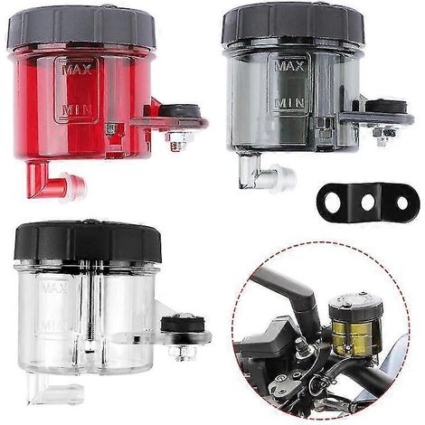 Réservoir de liquide de frein et d'embrayage avant pour moto Honda, Kawasaki, Suzuki et Yamaha avec support - Coque rouge (1/5)