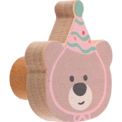Poignée en Bois Massif pour Meuble Garçon et Filles D’ours Rose, Bouton de Tiroir Unique pour Armoire et Commode, Accessoire Décoratif Ludique et Sécurisé pour Chambre Bébé (1/5)