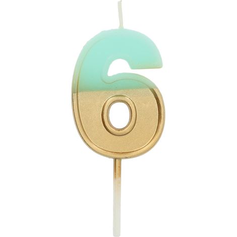 Bougie Retro Chiffre 6 Bleu Clair (1/3)