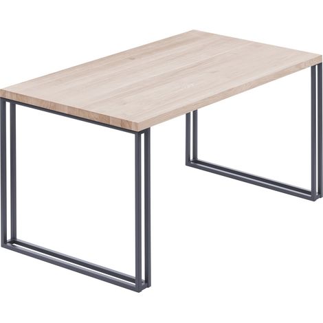 LAMO Manufaktur Esstisch Küchentisch, 140x80x76 cm (AxBxH), Frame, Roh / Anthrazit, LAG-01-A-001-7016Fr