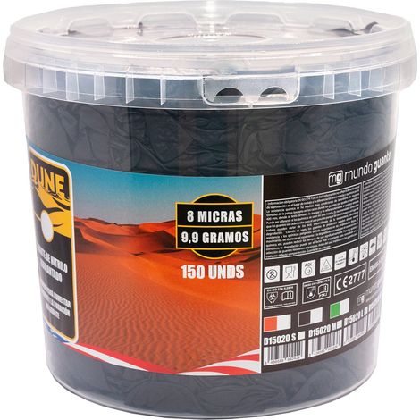 MundoGuante Guante Desechable Nitrilo Dune 50u NegroM 8Cubo de 150 unidadesNegro M 8 Cubo de 150 unidades