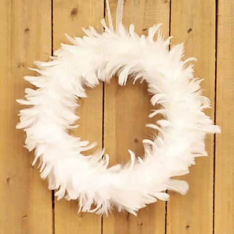 Guirlande De Plumes Blanches - 30 Cm - Pour Porte D'Entrée Intérieure Ou Extérieure - Décoration Festive Automnale Et Noël - 1 Pièce (1/5)