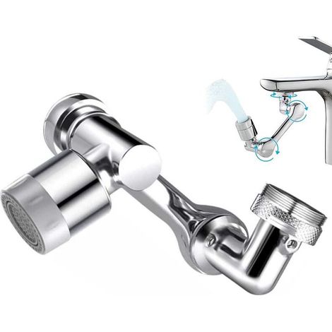Schwenkbarer Wasserhahnverlängerer, universeller Spritzschutzfilter, universeller drehbarer Strahlregler, 1080°-Wasserhahnverlängerer mit Strahlregler, ABS für Küche und Bad (1/5)